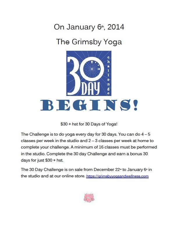 30 Day Challenge Starts January 6th! | Grimsby Yoga and Wellness